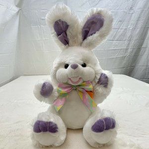 Gabi Toy Easter Bunny Rabbit 14" Plush Stuffed Toy White Purple w/Carrot